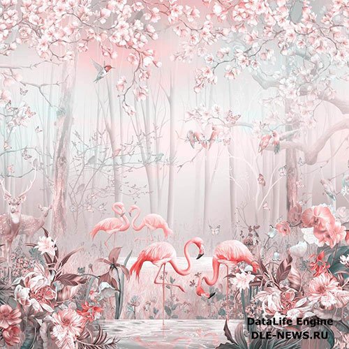3D texture pink flamingo and nature