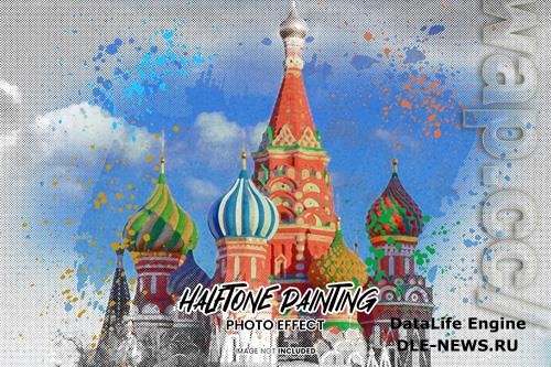 Painting halftone photo effect psd