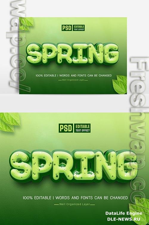 Spring Text Effect With Flowers And Leaves