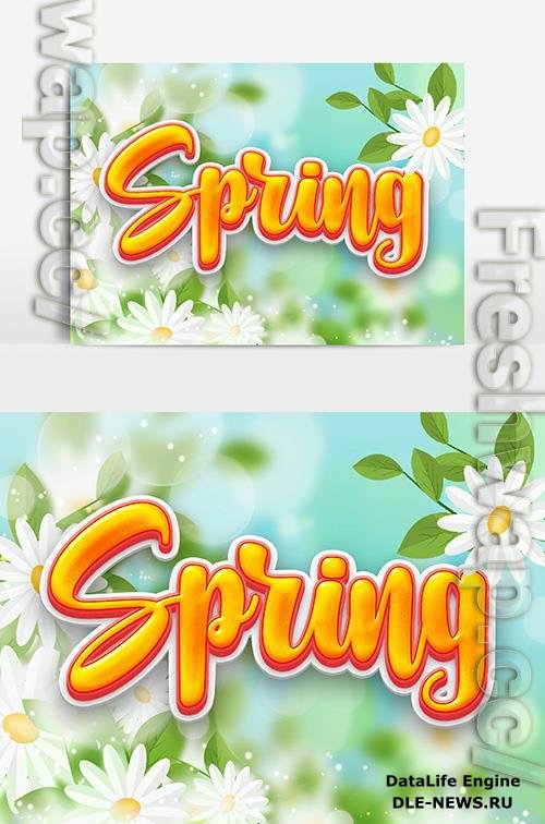 Psd Spring Text Effect With Flowers And Leaves