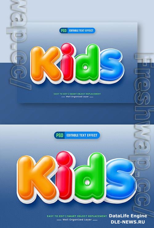 Colorful kids cartoon 3d editable text style effect