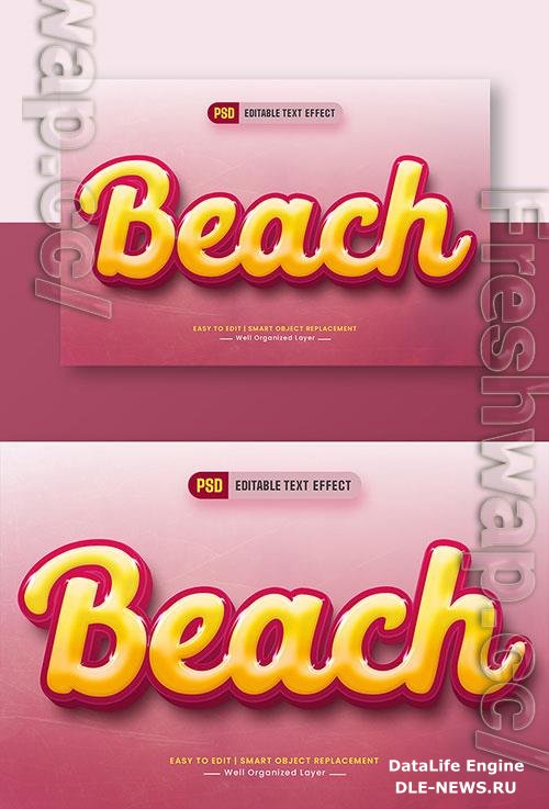 Beach 3d text style effect editable