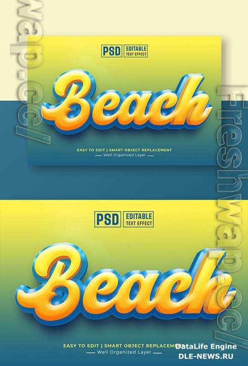 Psd Psd Beach editable 3d text style effect