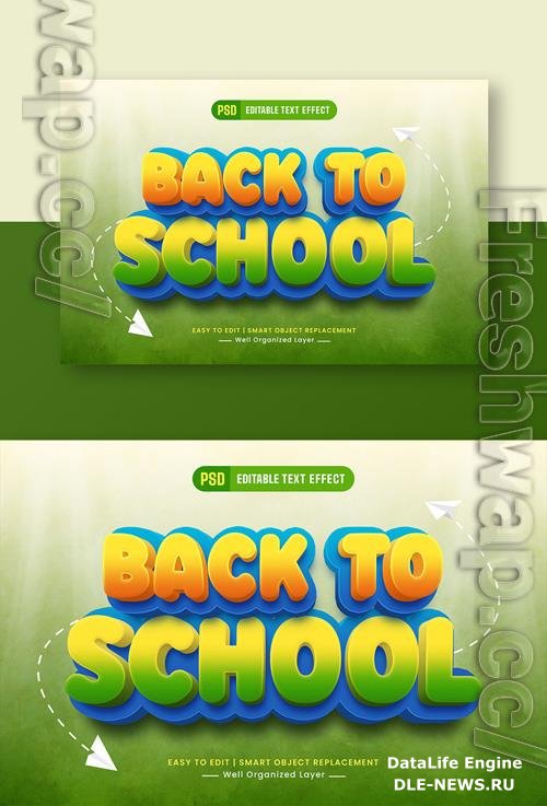 Psd Back to school 3d editable text style effect for kids