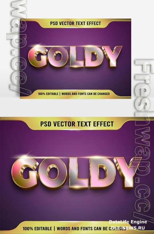 Text 3D very beautiful Goldy