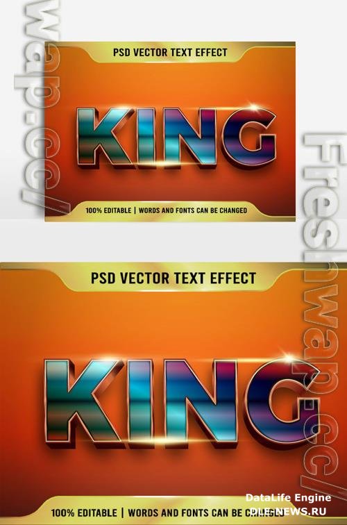 Beautiful King vector Letter Effects Text 3D