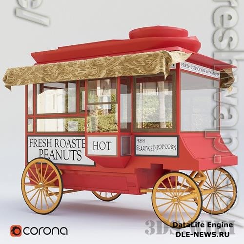 Popcorn wagon - 1903 Cretors Model C 3D Model