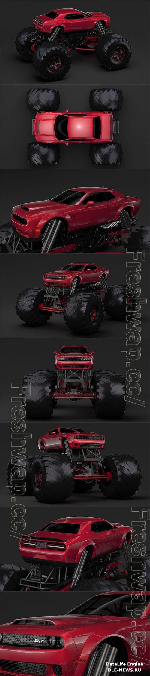 Monster Truck Dodge Challenger Demon 3D Model