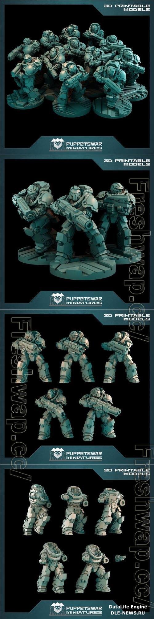 Puppetswar Miniatures - Prime Gunners 3D Print