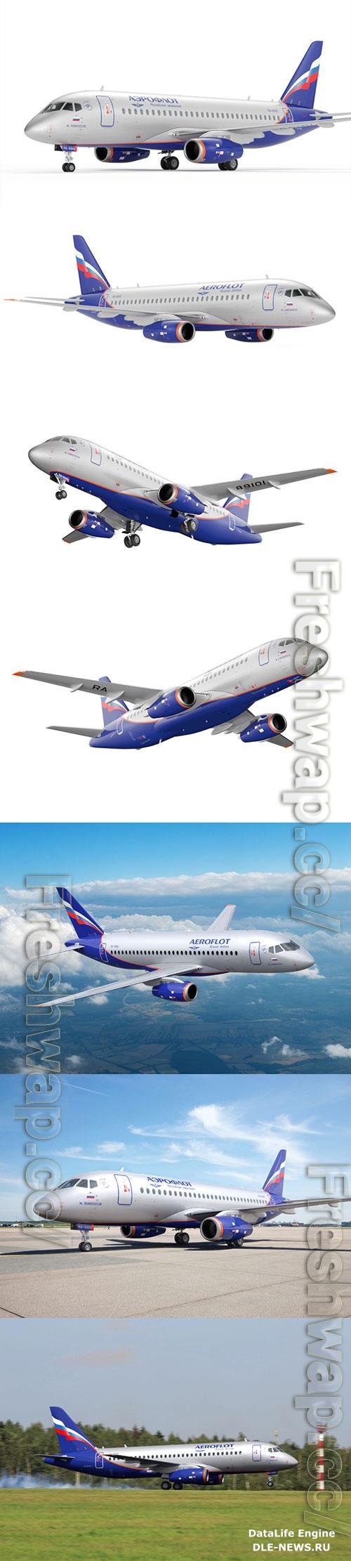 Aircraft SSJ-100 Aeroflot 3D Model