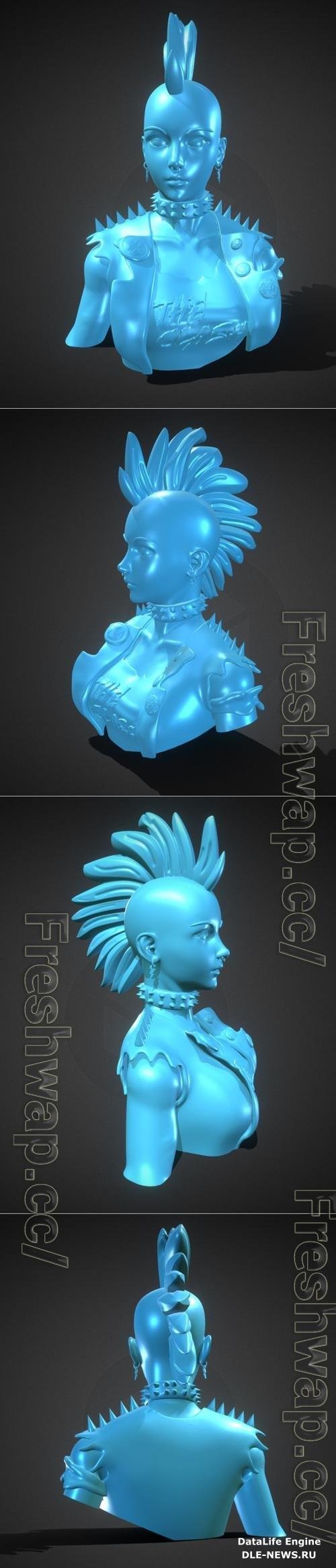 Stylized Punk Storm Bust 3D Print