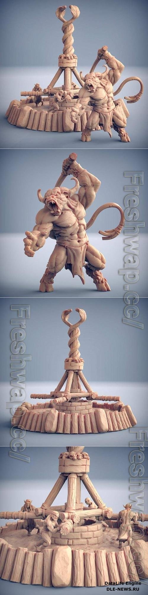 Epic Boss - Minotaur Slaver and Wheel of Pain 3D Print