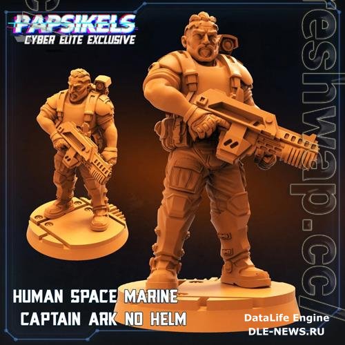 Human Space Marine Captain ARK (no helm) 3D Print