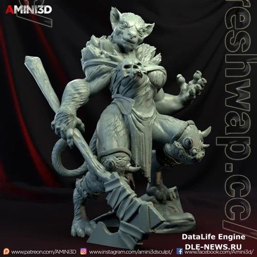 Tabaxi Barbarian Female 3D Print