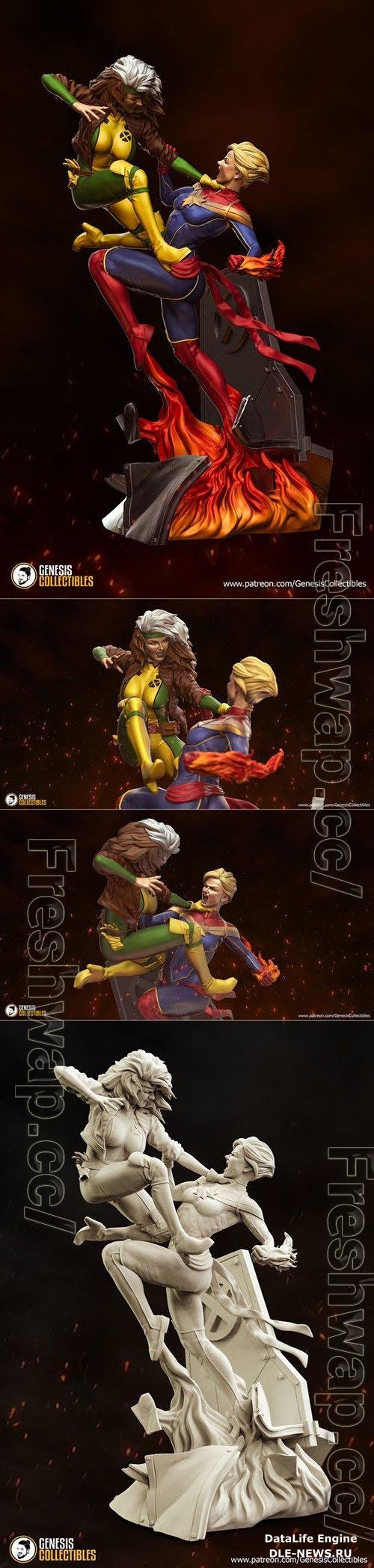 Rogue vs Captain Marvel 3D Print