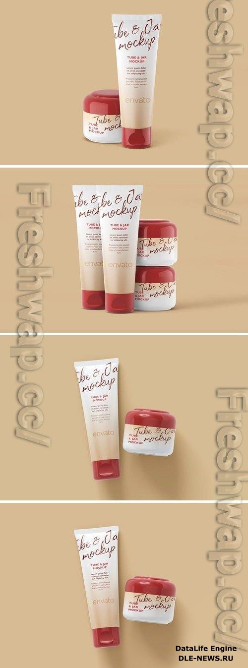 Cosmetic Jar and Tube Mockup WBYMKPA