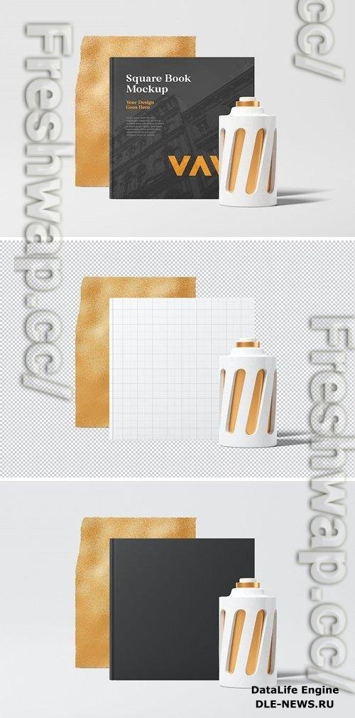 Square Book Cover Mockup B3URXEW