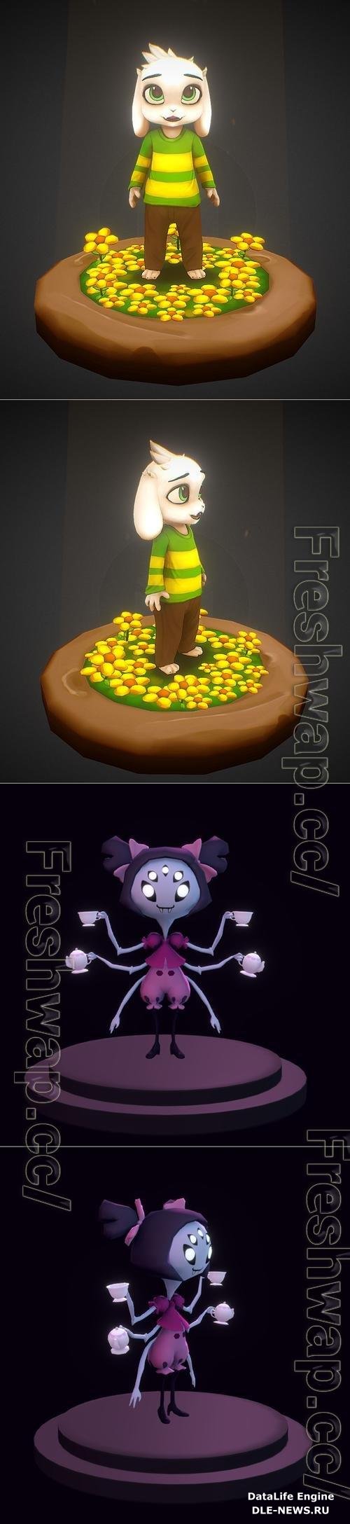 Kid Asriel and Muffet 3D Print