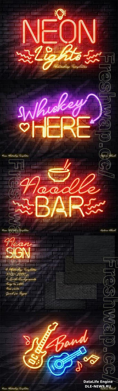 Neon Lights Photoshop Templates