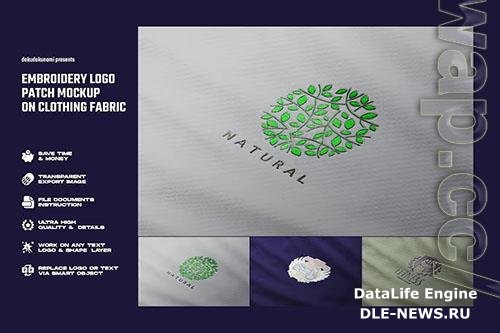 Embroidery logo patch mockup on clothing fabric PSD