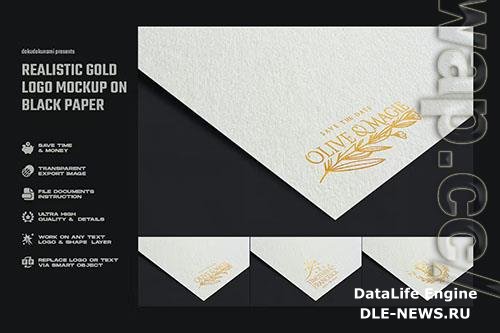 Realistic gold logo mockup on white paper PSD