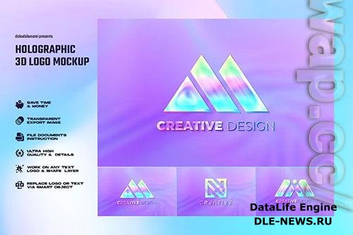 Holographic 3d logo mockup PSD