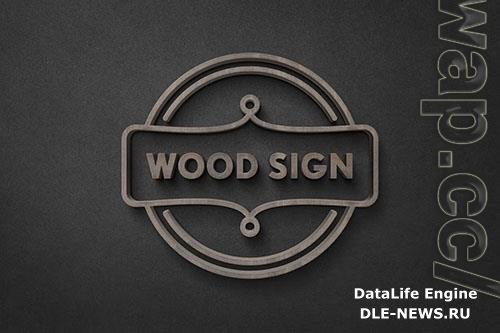 Dark Wood Sign Logo Mockup