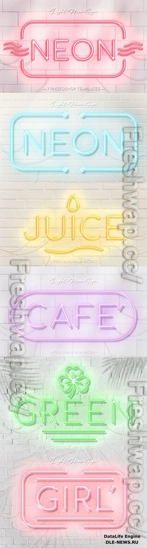 Light Neon Wall Sign PSD