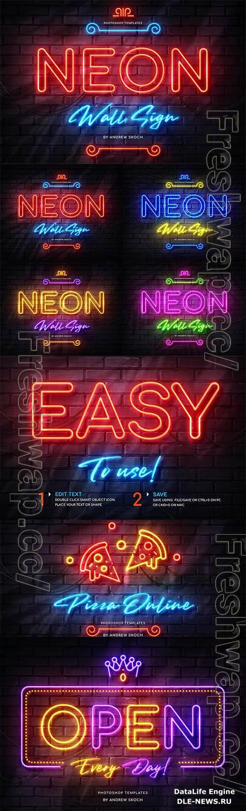 Neon Wall Sign Creator PSD