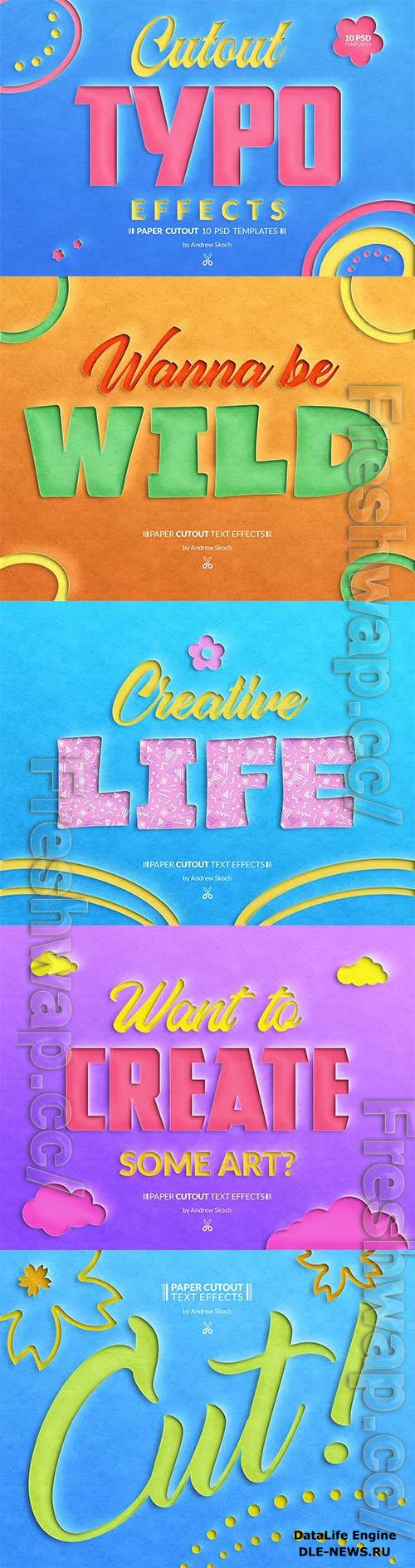 Paper Cut Out - 10 Templates PSD