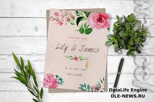 Watercolor Floral Save The Date Wedding Flyer