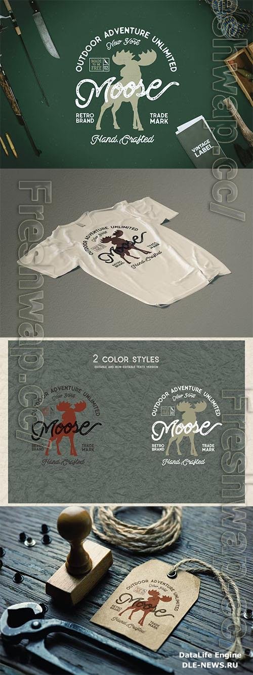 Moose Vintage Logo Template Label