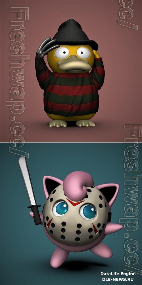 Psyduck Freddy Krueger and Jigglypuff Jason 3D Print