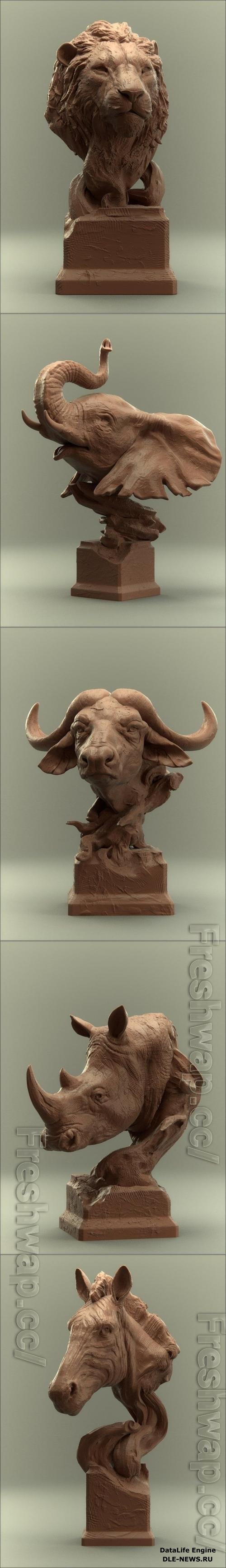 Busts of African Animals 3D Print