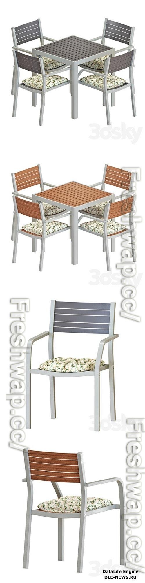 IKEA SJALLAND TABLE AND CHAIRS SET 02 3D Models