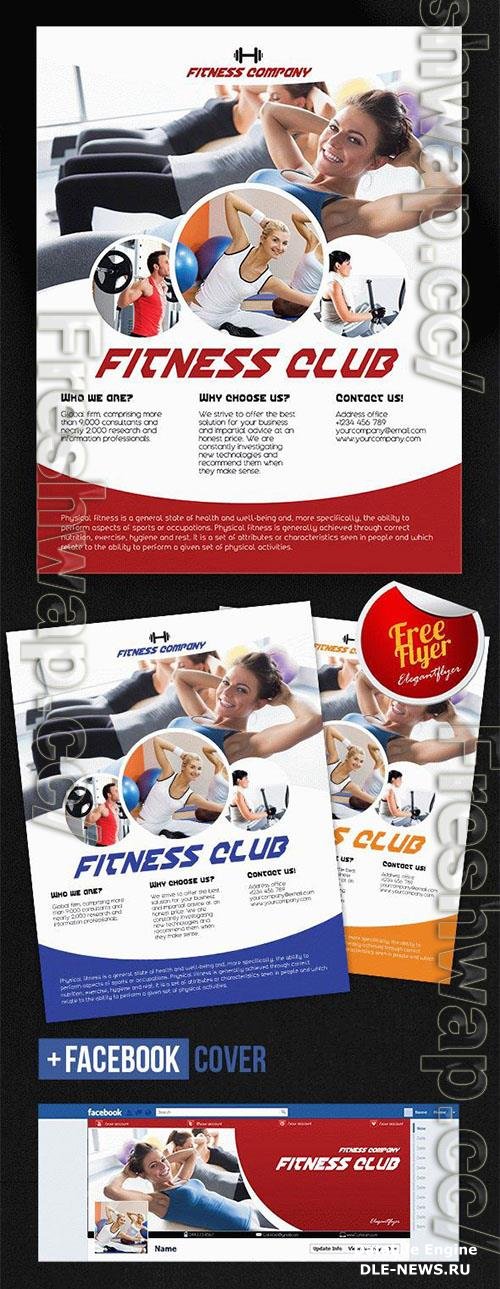 Grid Photo Fitness Club Flyer and Facebook Cover Template PSD