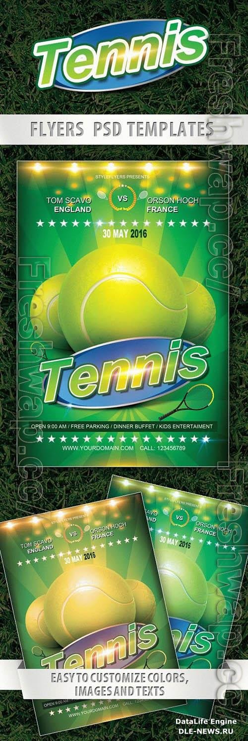 Green Glitter Tennis Game Flyer Template PSD