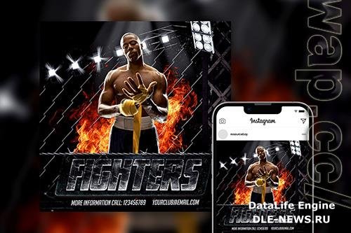 Flame Rusted UFC Fight Night Instagram Post Template PSD