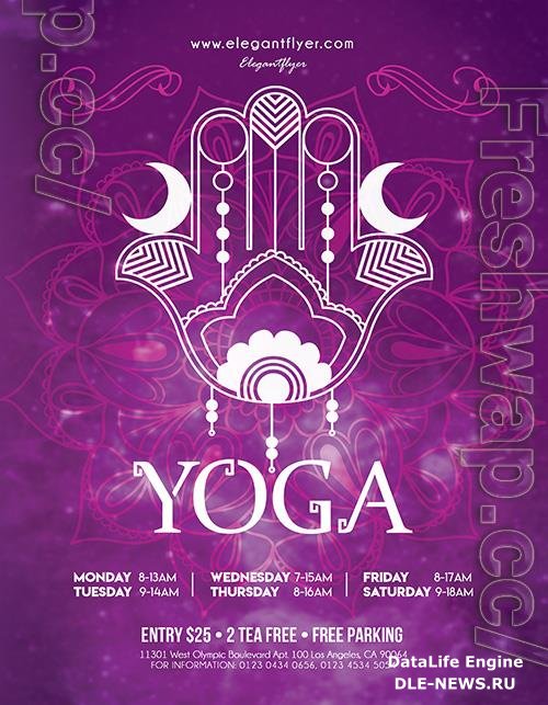 Creative Pattern Yoga Flyer Template and Facebook Cover PSD