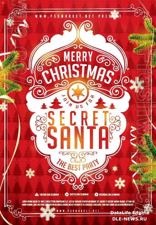 Secret Santa event flyer psd