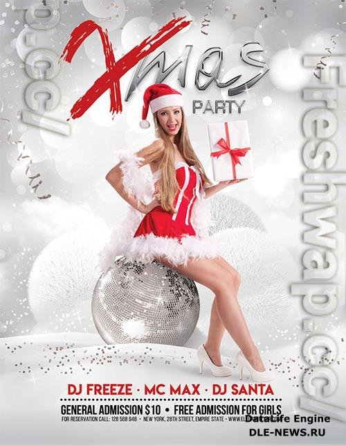 Glitter White Xmas Party Flyer and Facebook Cover Template