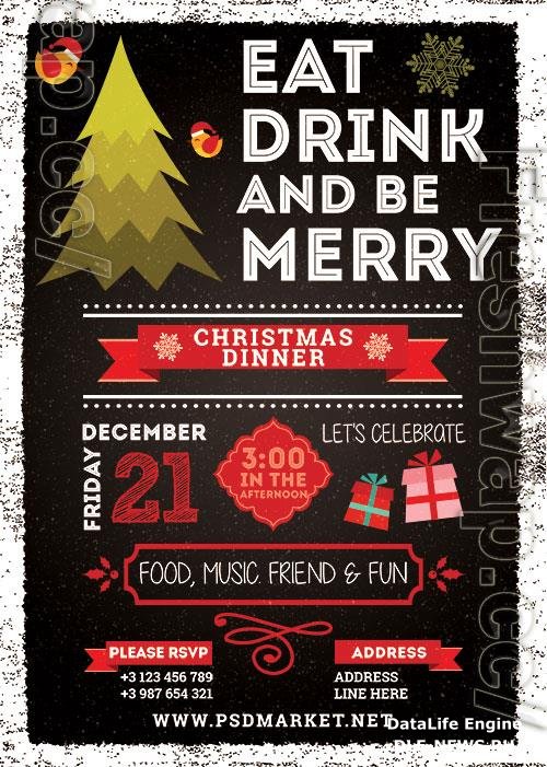 Christmas dinner a5 flyer psd