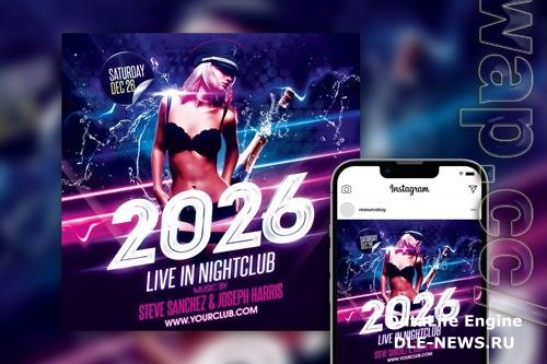 Futuristic Splash New Year's Eve Party Instagram Post Template