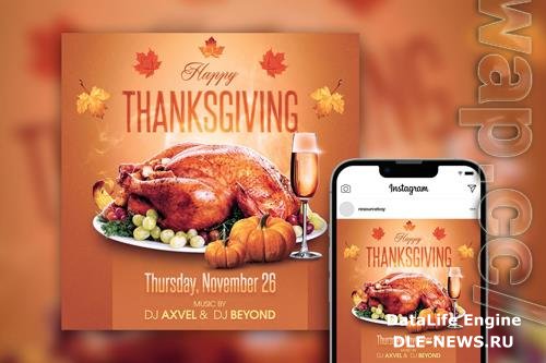 Tasteful Leafy Thanksgiving Instagram Post Template PSD