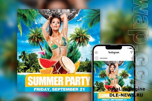 Joyful Tropical Bikini Summer Beach Party Instagram Post Template PSD