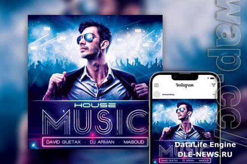 Fabulous Futuristic Neon DJ Party Instagram Post Template PSD