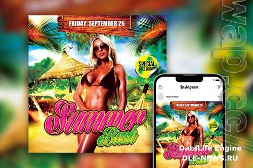 Captivating Splash Tropical Summer Beach Party Instagram Template PSD