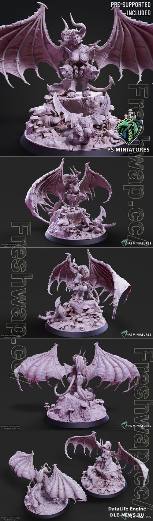 Drow Greater Demonic Valkyrie - Includes Pinup Variant 3D Print