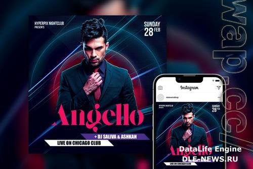 Gorgeous Stylish DJ Party Instagram Post Template Beautiful PSD