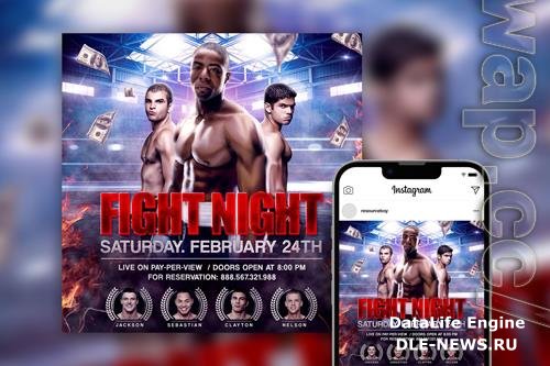 Fabulous Flames Boxing Match Instagram Post Template Beautiful PSD